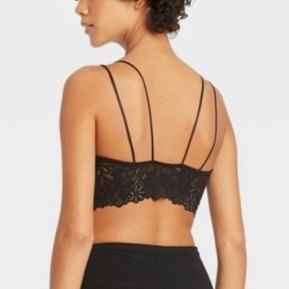 Colsie Floral Eyelet Design Front Hook Corset Closure Bralette in Black sz Med - Picture 3 of 9